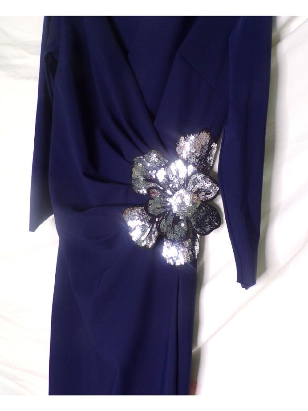 🆕CHIARA BONI Onori Sequin Applique Midi Dress 6 Navy Blue - Picture 10 of 13